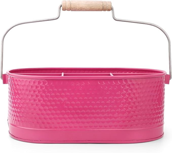 Alpha Living Home Silverware Organizer - Heavy Duty Metal Kitchen Drawer & Utensil Organizer, Drawer Organizer for Forks, Knives, Multipurpose Kitchen Organizers and Storage Solution (Pink)
