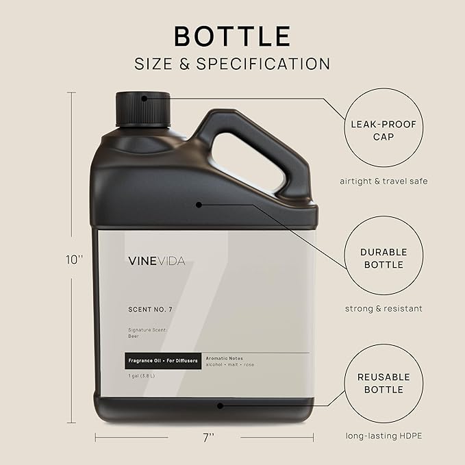 VINEVIDA [Gallon (128 Fl Oz)] Beer Fragrance Oil for Cold Air Diffusers, Essential Oils for Diffuser Oil Refill & Air Freshener Room Spray