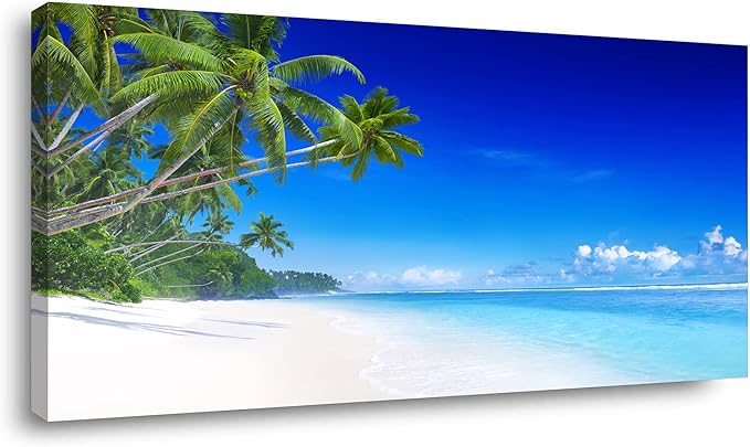 Beach Canvas Wall Art for Living Room Bedroom Home Decoration, Mordern Seascape Print Picture Painting Decor Artwork, Inner Frame (30x60)