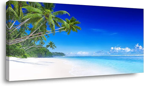 Beach Canvas Wall Art for Living Room Bedroom Home Decoration, Mordern Seascape Print Picture Painting Decor Artwork, Inner Frame (30x60)