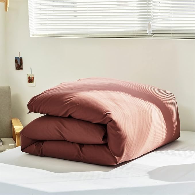 Cottonight Brick Red Comforter Queen Bedding Set - Full Solid Modern Blackish Red Blanket Quilts Soft Simple Breathable Comforter for Women & Men