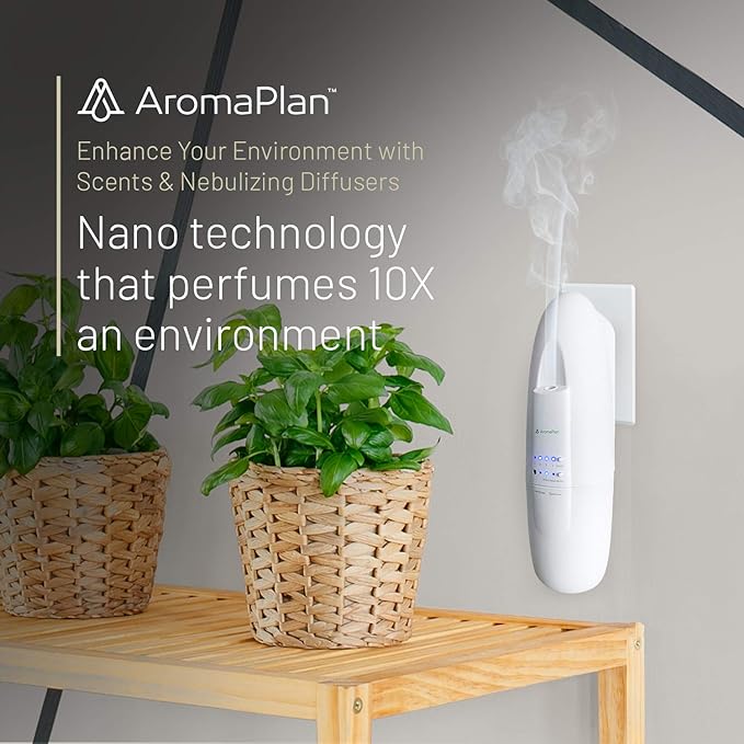 AROMAPLAN Authentic Plug in Waterless Diffuser (2 Pack)- Fragrance Diffuser, Waterless Diffusers for Essential Oils, Wall Diffusers Plug in-Up to 500 Sq. FT Coverage - Nanotechnology Plug in (White)