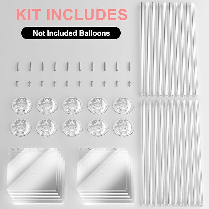 10 Pack Balloons Stands for Tables, 23.6 Inch Acrylic Balloon Centerpiece Stands with Clear Base, Balloon Stick Holder for Wedding, Baby Shower, Holiday, Graduation, Birthday Party Decoration