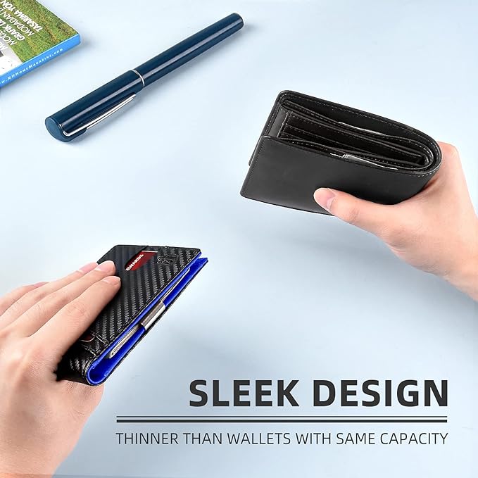 Zitahli Slim Wallet for Men Gifts 12 Card Slots ID Window With Money Clip Minimalist RFID Front Pocket Bifold Leather Small Thin Gift Box Dad Birthday Christmas Regalos Hombres