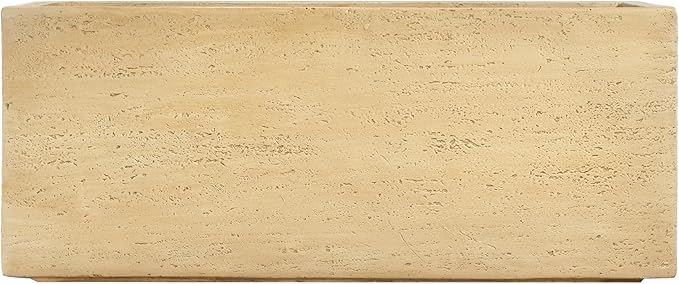 Lightweight Concrete Rectangle Planter Box,Travertine Handmade Outdoor Garden Pot with Drainage Hole & Rubber Plug,Modern Plant Container for Backyard Patio,No Assembly Needed,31.25"W Antique Brown