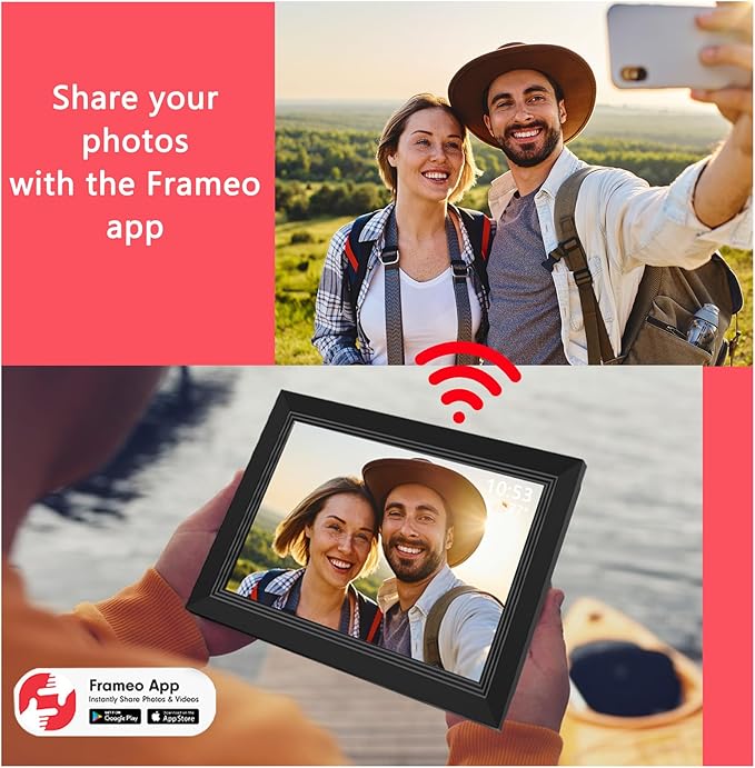 FRAMEO Digital Picture Frame- 10.1inch Digital Photo Frame with 1080 IPS Touch Screen HD Disply,Built-in 32GB Storage,Wall-Mounted,Digital Frame Share Photos and Videos via FRAMEO App