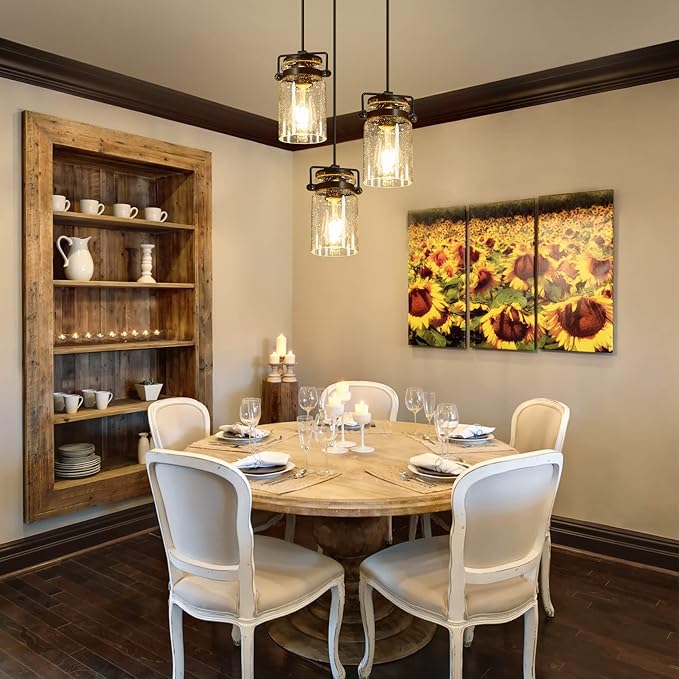 Kitchen Pendant Lighting Over Island 3 Pendant Lights Black Pendant Lighting Adjustable Farmhouse Ceiling Light for Kitchen Island Dining Room Bedroom Living Room