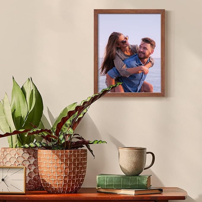 Renditions Gallery 11X14 Custom Photo Prints with Real Wood Picture Frames. Create Personalized Photos with Peel & Stick Photo Frames. Single, Brown Frame