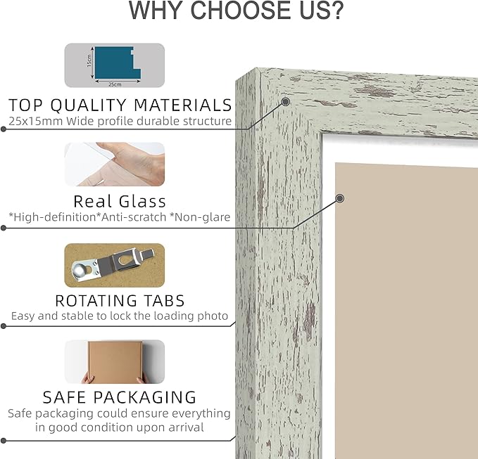 11x14 Picture Frame Set of 2, Made of Real Glass Sage Green Wooden Frame, Display 8x10 Pictures with Mat or 11 x 14 Posters without Mat for Wall Mounting, Gallery Photo Frames
