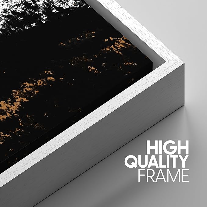 SIGNWIN 3 Piece Framed Canvas Wall Art Black and White Mountain Tops Photo Nature Wilderness Illustrations Abstract Traditional Home Artwork Decoration for Living Room,Bedroom - 24"x36"x3 White