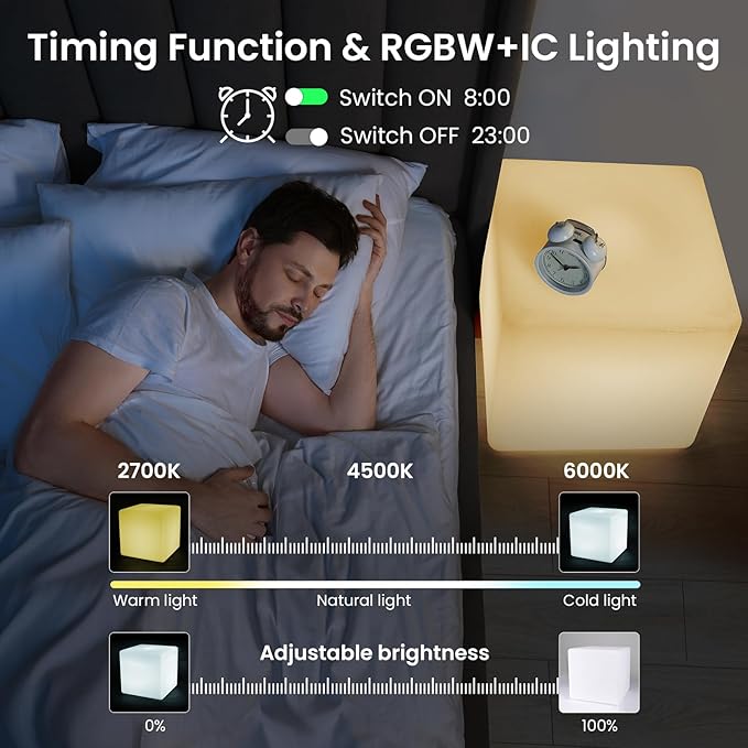 LOFTEK 12-inch Smart Cube Lights: RGBW+IC 16 Million Colors Changing LED Furniture Night Light with APP, Music Sync & Timer Floor Lamp for Living Room Bedroom Game Atmosphere (Corded Electric)