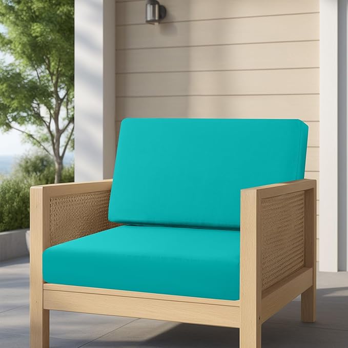 idee-home Outdoor Cushions for Patio Furniture, Outdoor Seat Cushion, Waterproof Couch Hampton Bay Deep Seat Replacement Chair Cushions for Garden Lawn Backyard Deck, 28.5 x 28.5 Peacock Blue