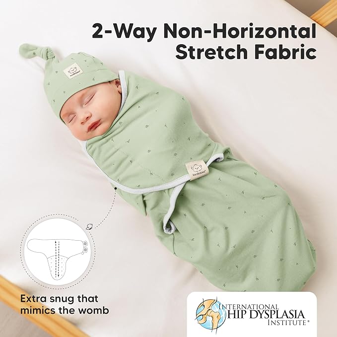 KeaBabies 3-Pack Swaddles for Newborns, Girls, Boys with Hats - Organic Soft Baby Sleep Sacks, Breathable Baby Swaddle 3-6 Months Beanies Set, Premie Infant Sleep Sack 0-3 Months (Bunnies)
