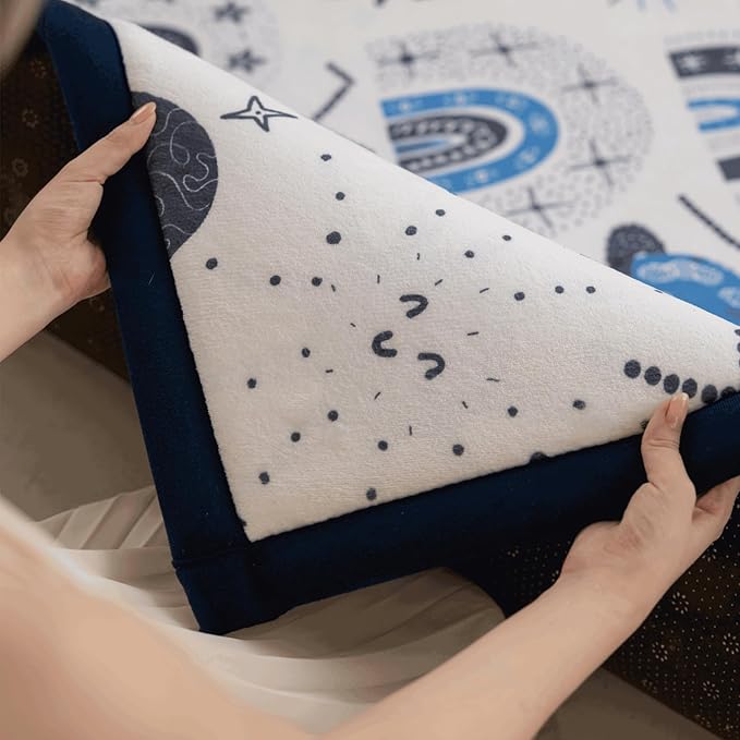 Loartee Rainbow Kids Play Mat - 1" Thick Baby Nursery Rug, Soft Crawling for Toddlers, Coral Velvet Memory Foam Tummy Time, Blue, 59"x78"