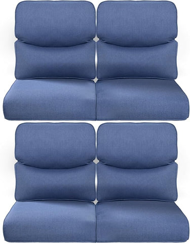 22x25/22x24 Outdoor Chair Cushions Set of 4 - Heavy Duty High Back Replacement Zippered Cushion for Patio Furniture Dining Gliding Rocking Chairs Loveseat L-Shape Sofa - Navy Blue/Smile