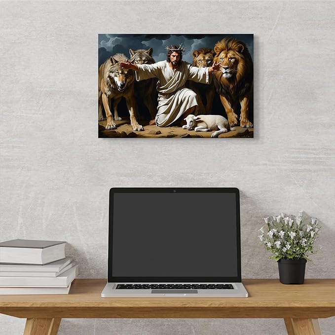 Christian Wall Art Print, Religious Scripture Biblical Decor, Faith-Based Inspirational Landscape with Cross, Digital Printed Canvas Poster for Church, Home Chapel, Prayer Room Decor
