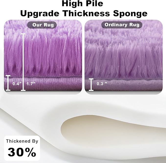 Purple Area Rugs for Girls Bedroom Living Room, 8x10 Fluffy Fuzzy Shaggy Carpet for Kids Playroom Nursery, Thick Soft Plush Mat for Kids Baby Boys Teen Dorm Home Decor Aesthetic