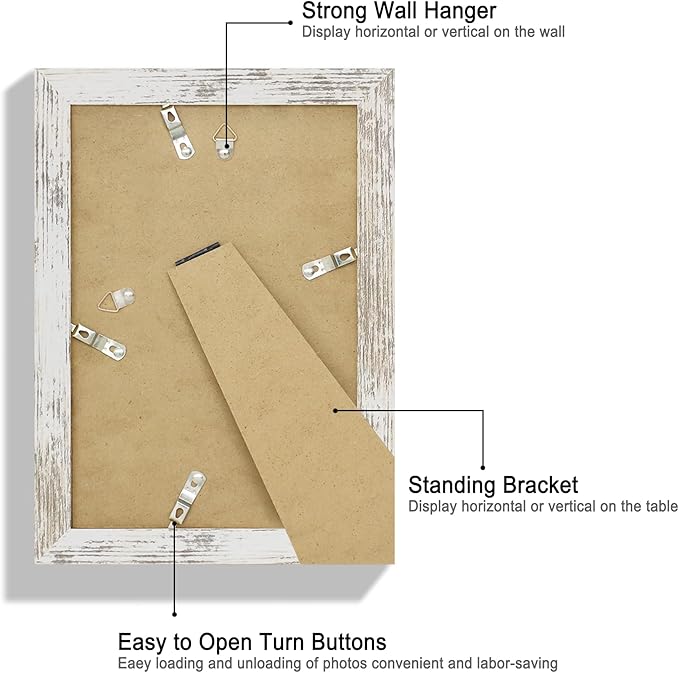 6x9 Picture Frame Set of 2, Made of Real Glass and Distressed White Wooden Frame - 6 by 9 Photo for Wall or Tabletop Display