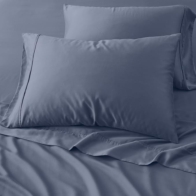 Modern Threads 100% Tencel Lyocell 4-Piece Sheet Set, 400 Thread Count Luxury Bedding, Blue, King