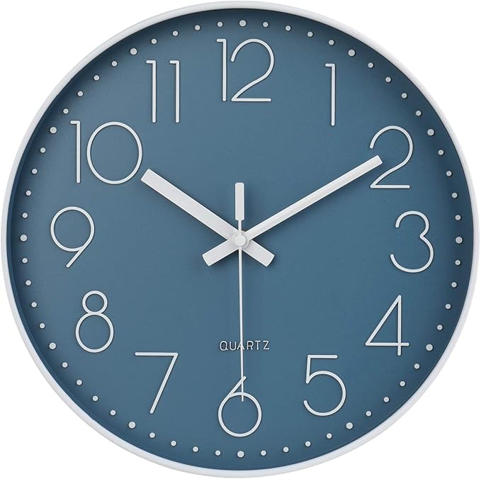Large Wall Clock Decor for Pool Patio Home Bedroom Living Room (Blue 13.5 Inch)
