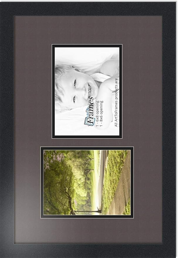 ArtToFrames Collage Photo Frame Double Mat with 2 - 6x8 Openings and Satin Black Frame
