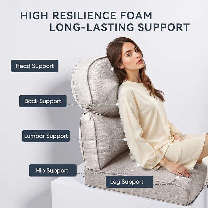 Patio Chair Cushions 6 Packs - Outside High Back Thick Water-Resistant Cushion 22x24 with Zipper Cover for Outdoor Glider Rocking Chairs Loveseat Couch Sofa – Beige/Crescent