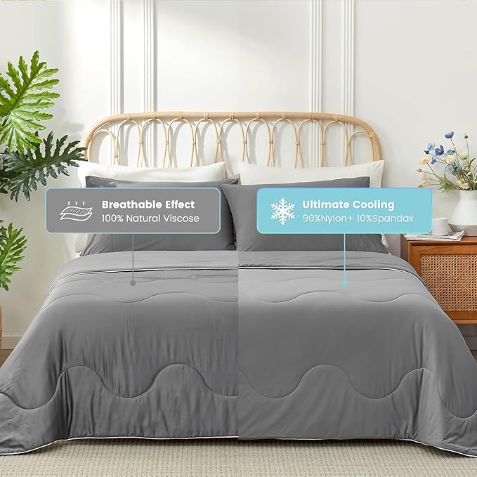 Snuggle Sac Cooling Comforter King Size, Breathable Cooling Blankets for Hot Sleepers and Night Sweats, Soft Lightweight King Size Blankets, 106x90 Inches, Dark Gray