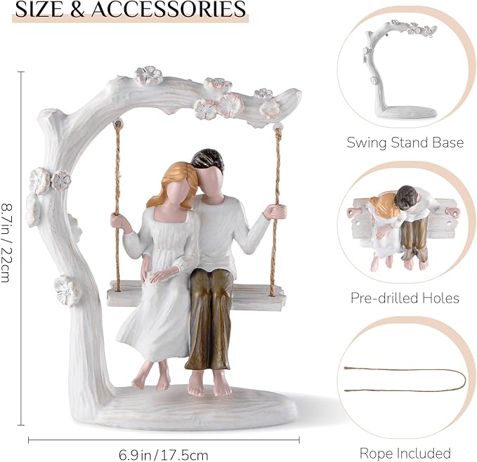 Wedding Gifts for Couple Anniversary - Romantic Couples Swing Figurine Sculpture - Unique Engagement Birthday Gift Ideas for Newlyweds Husband Wife Her Him