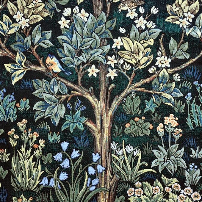 Aubelin Tapestry Large Green William Morris Tree of Life Fine Art Tapestry Wall Hanging Size 55"x41"