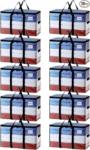 TAILI Extra Large Moving Bags, 10 Pack Clear Heavy Duty Totes For Storage with Visible Window, Wrap Around Handles, Storage Bags for Space Saving, Alternative to Moving Boxes