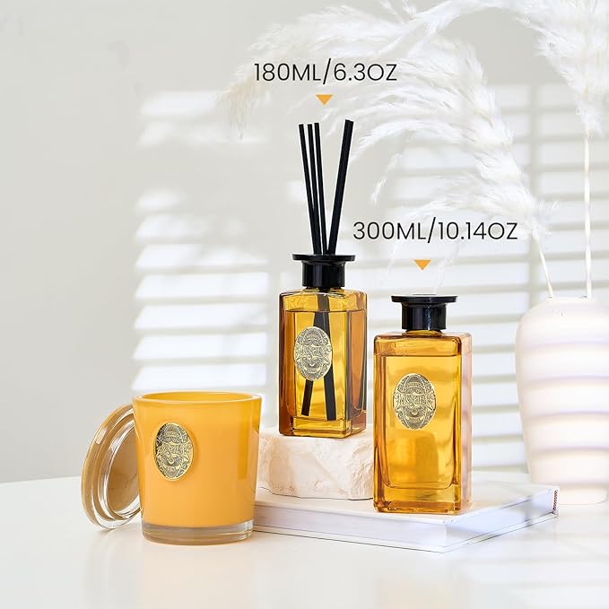 M&SENSE 10.14 oz Large Reed Diffuser Set | Neroli Noir Scent Oil Diffuser with Sticks |Hotel Collection Non-Toxic Essential Oil |for Bedroom Bathroom Living Room