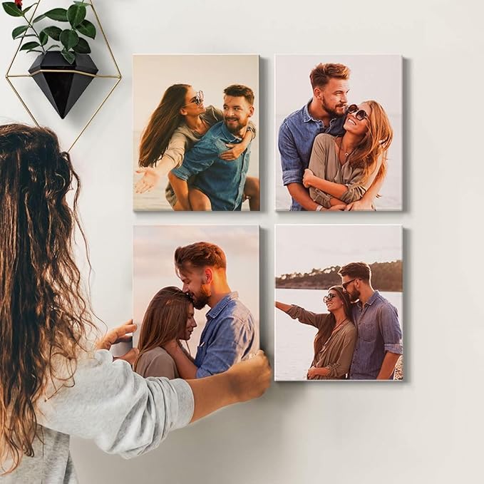 Renditions Gallery Set of 4, 8X10 Custom Photo Prints with Real Wood Picture Frames. Create Personalized Photos with Peel & Stick Photo Frames. Wrapped Canvas