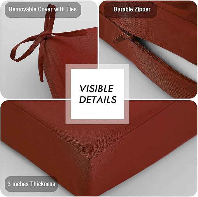 idee-home Outdoor Cushions for Patio Furniture, Outdoor Seat Cushion, Waterproof Couch Hampton Bay Deep Seat Replacement Chair Cushions for Garden Lawn Backyard Deck, 19 x 19