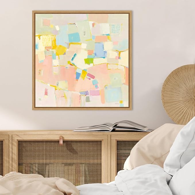 Amanti Art Framed Canvas Wall Art 22x22 Block Party by Phyllis Adams, Framed Wall Art Canvas, Abstract Artwork, Modern Decor, Medium Poster Painting for Living Room, Bedroom, Bathroom, Kitchen,