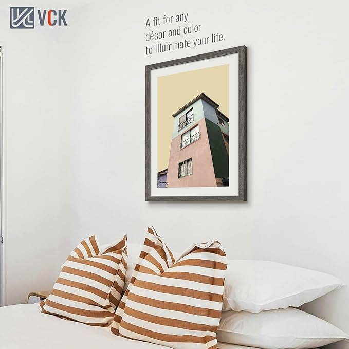 VCK 20x30 Frame 5 pack, Grey Solid Wood Poster Picture Frame, Exclusive Wood Grain, Wall Mounting Hanging
