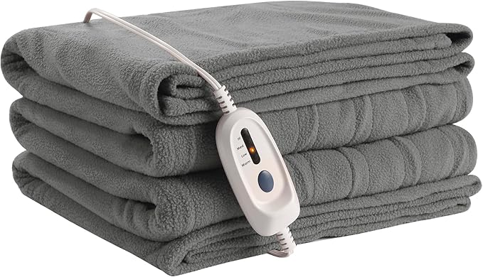 Electric Heated Blanket 72" x 84" Full Size Soft Polar Fleece Heated Blanket, 4 Heating Levels and 10 Hours Auto Off with Machine Washable - Light Grey