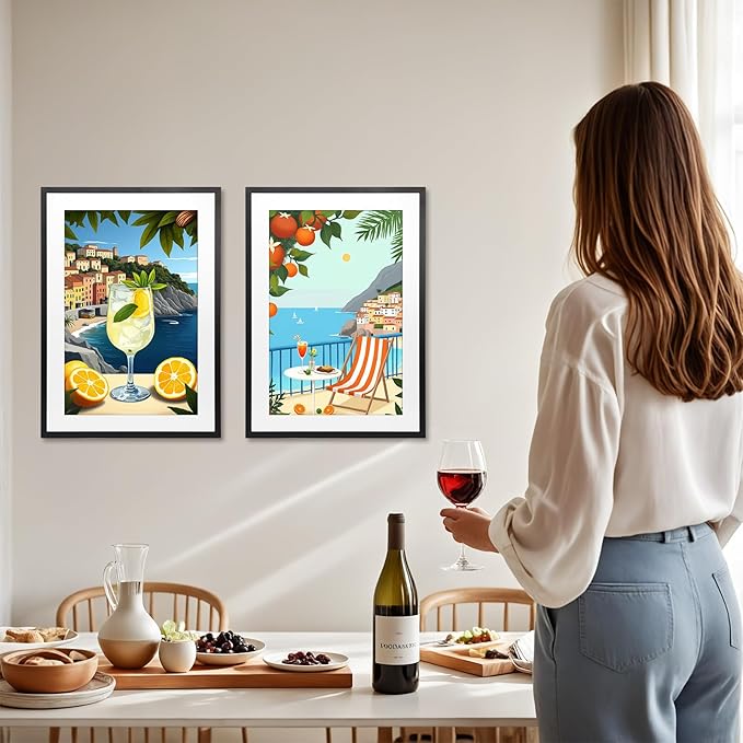 Giftgarden 16x24 Picture Frame with Mat Set of 4, 20x28 Frame Matted to 16x24 Poster for Wall Hanging, Black