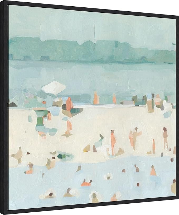 Amanti Art Framed Canvas Wall Art 30x30 Sea Glass Sandbar I by Emma Scarvey, Framed Wall Art Canvas, Abstract Artwork, Modern Decor, Large Poster Painting for Living Room, Bedroom, Bathroom, Kitchen,