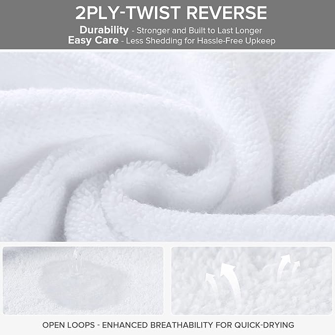 Comfort Spaces Extra Large Bath Towel Set of 4 Piece 30x60 Bath Sheet Set Shower Towel Beach Towel 100% Cotton Bathroom White Towel Set Quick Dry Oversized Highly Absorbent Soft 400GSM Dual Layer