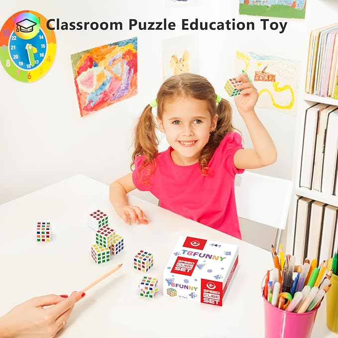 32 Pack Mini Cube Puzzle Party Favors for Kids, 1.18in 3x3x3 Magic Cube Toy for Student School Rewards Classroom Prize Goodie Bag Stuffers, Gift for Birthday Valentines Easter Christmas