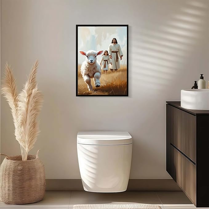 Christian Wall Art Print, Religious Scripture Biblical Decor, Faith-Based Inspirational Landscape with Cross, Digital Printed Canvas Poster for Church, Home Chapel, Prayer Room Decor