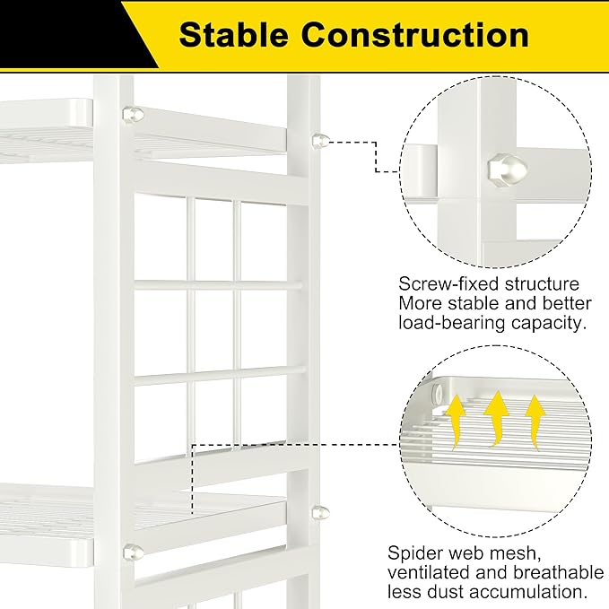 GIOTORENT 5-Wire Garage Shelving Storage Shelves, Metal Shelving Unit Pantry Rack, Kitchen Storage Adjustable Shelf 750Lbs Capacity for Laundry Kitchen Bathroom Organizer(White)
