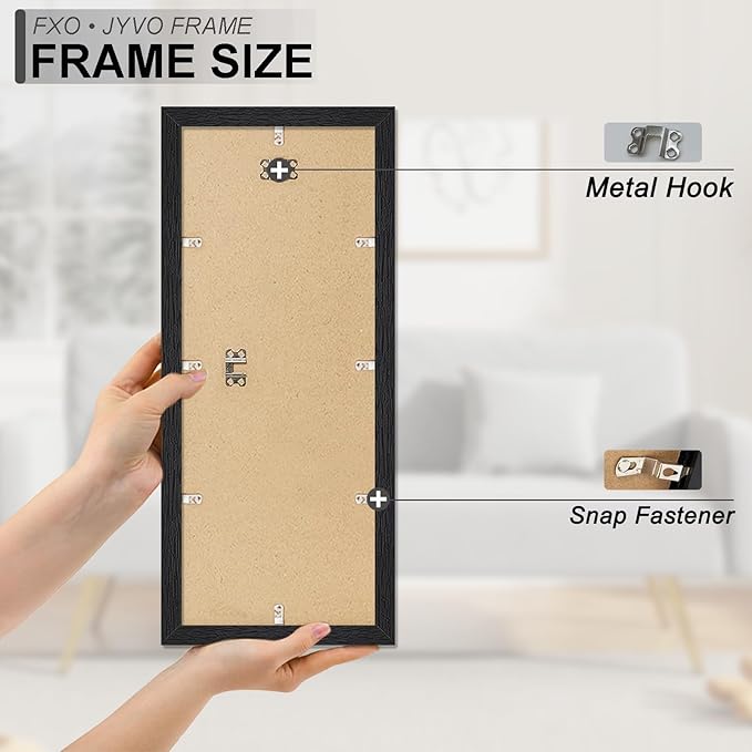 Engineered Wood 7x14 Picture Frame Set of 6, Black Frame for 7 x 14 Inch Picture Poster Photo, Light Weight 7 by 14 Frame with Wood-grain for Wall - 6 Pack/Black/7"x14"