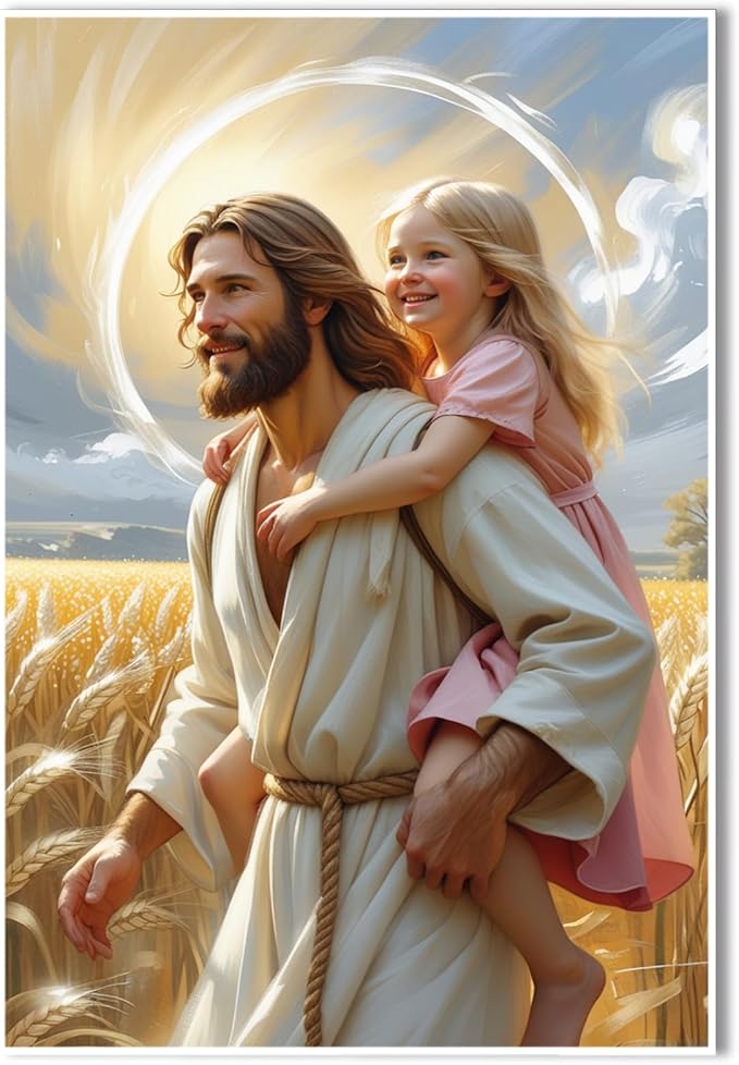 Christian Wall Art Print, Religious Scripture Biblical Decor, Faith-Based Inspirational Landscape with Cross, Digital Printed Canvas Poster for Church, Home Chapel, Prayer Room Decor