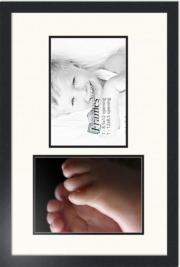 ArtToFrames Collage Photo Frame Double Mat with 2 - 8.5x12 Openings and Satin Black Frame
