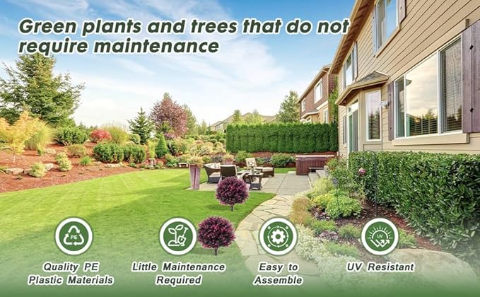 Pair(2) Artificial Rose Boxwood Topiary Ball Bush for Outdoor with Ground Spike,28" UV Resistant Faux Boxwood Ball Tree, Fake Rose Boxwood Plants for Garden, Yard, Porch, Patio Decor