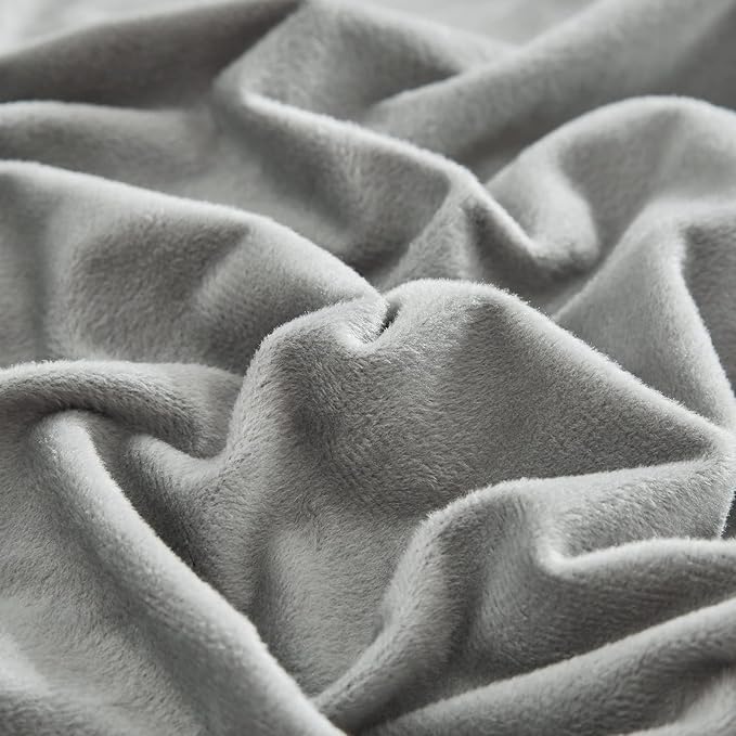 Luxlovery Grey Velvet Comforter Set California King Gray Plush Fluffy Bedding Comforter Set Cal King Light Grey Winter Warm Flannel Blanket Quilts Soft Bedding Set for Women Men
