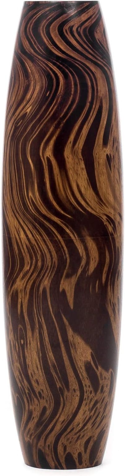 Leewadee Large Brown Light Brown Home Decor Floor Vase – Wooden 26 inches Tall Farmhouse Decor Flower Holder for Fake Plant and Pampas Grass