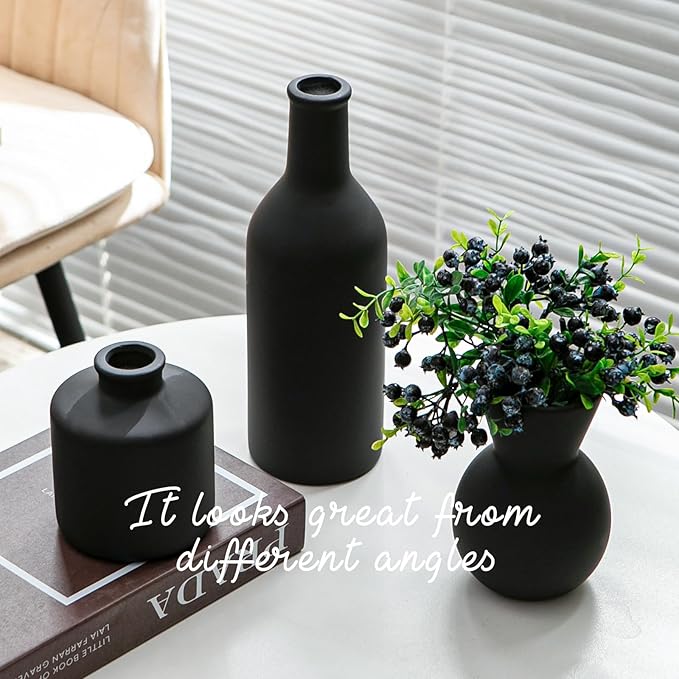 Ceramic Flower Vase Without Dried Fake Flowers, Centerpiece vases for Table, Modern Vases for Home Decor- 3 Pcs