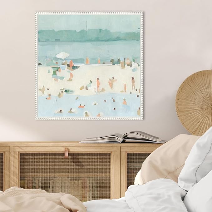 Amanti Art Framed Canvas Wall Art 22x22 Sea Glass Sandbar I by Emma Scarvey, Framed Wall Art Canvas, Abstract Artwork, Traditional Decor, Medium Poster Painting for Living Room, Bedroom, Bathroom,